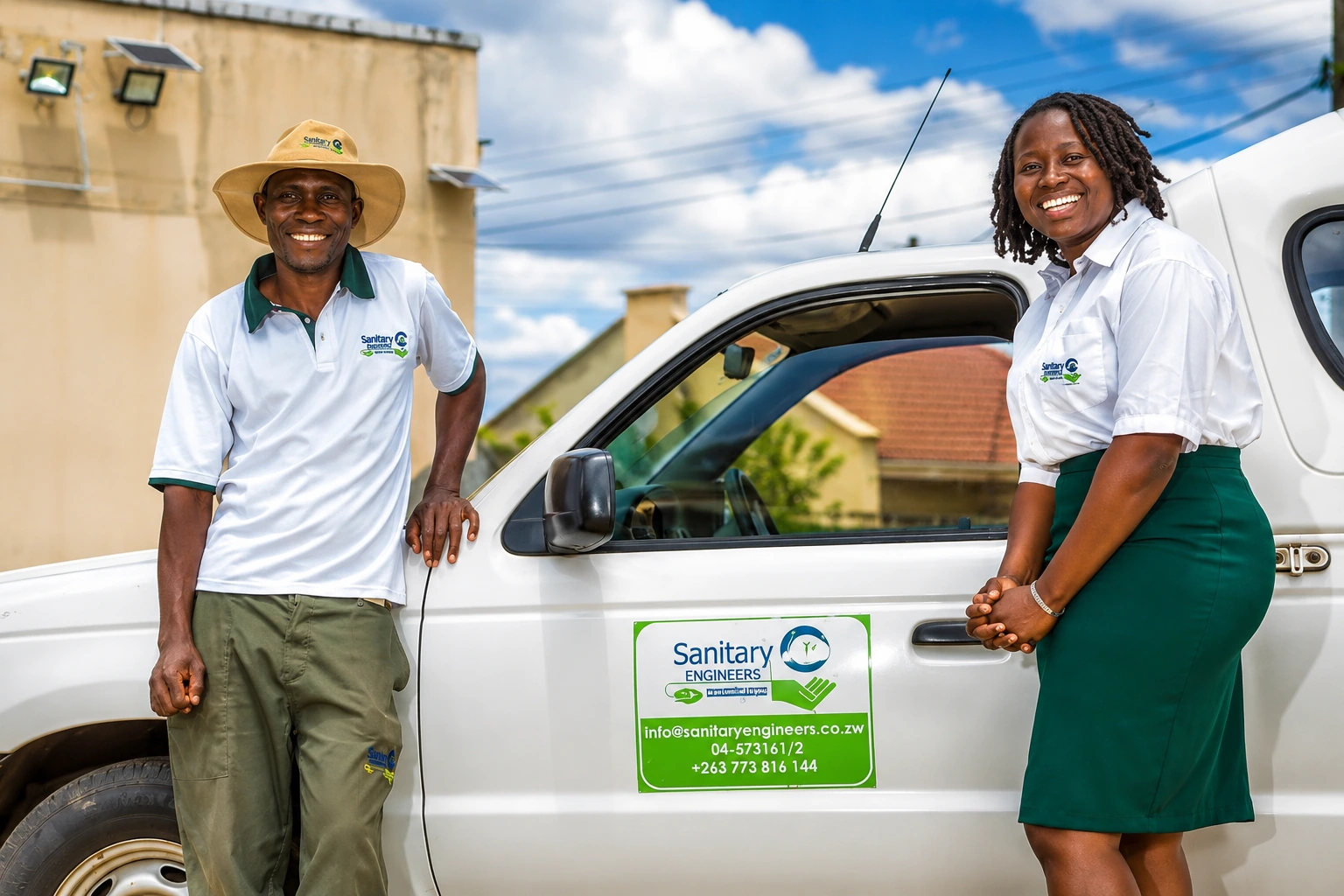 Sanitary Engineers staff and service vehicle